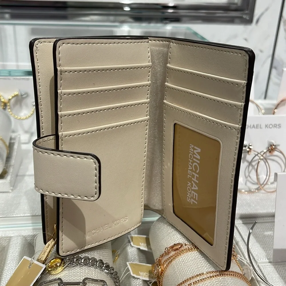 Michael Kors Jet Set Md Floral Embellished Sign Logo Bi-fold Wallet Bifold ZP - Picture 10 of 16